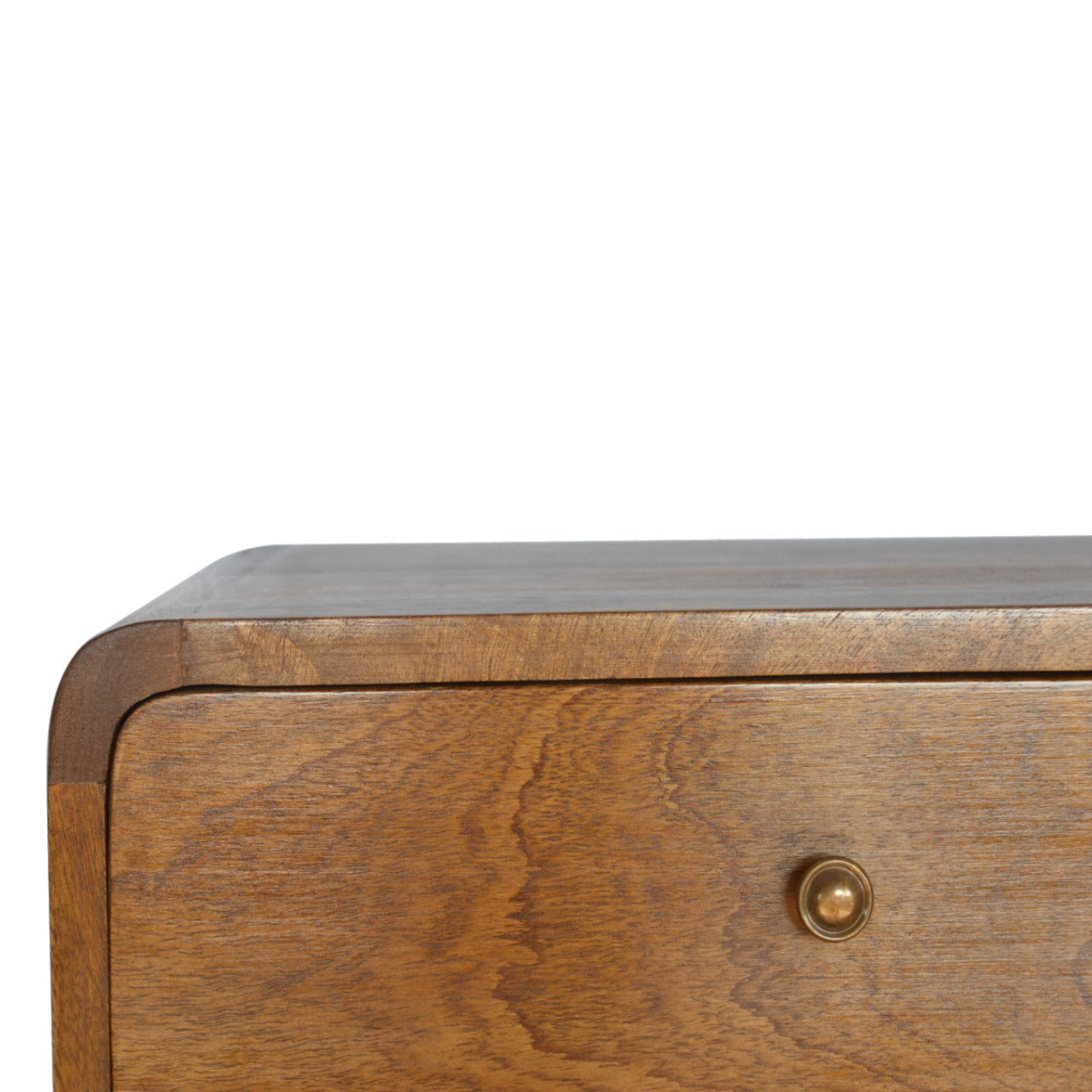 Floating Curved Chestnut Bedside 100% Solid Mango Wood