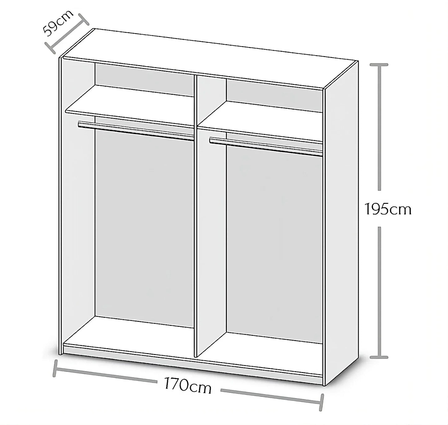 Time Sliding Door Wardrobe 170cm. White Matt or Wild Oak