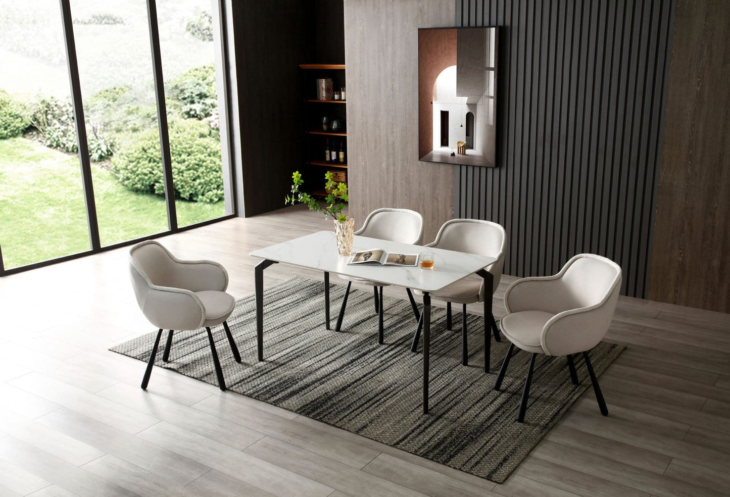 Claudia Beige Art Deco Dining Chairs (Sold in Pairs)