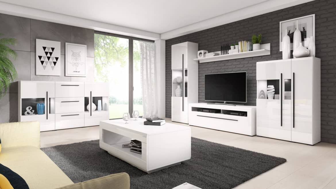 Tulsa 28 Display Sideboard Cabinet white gloss oak grandson