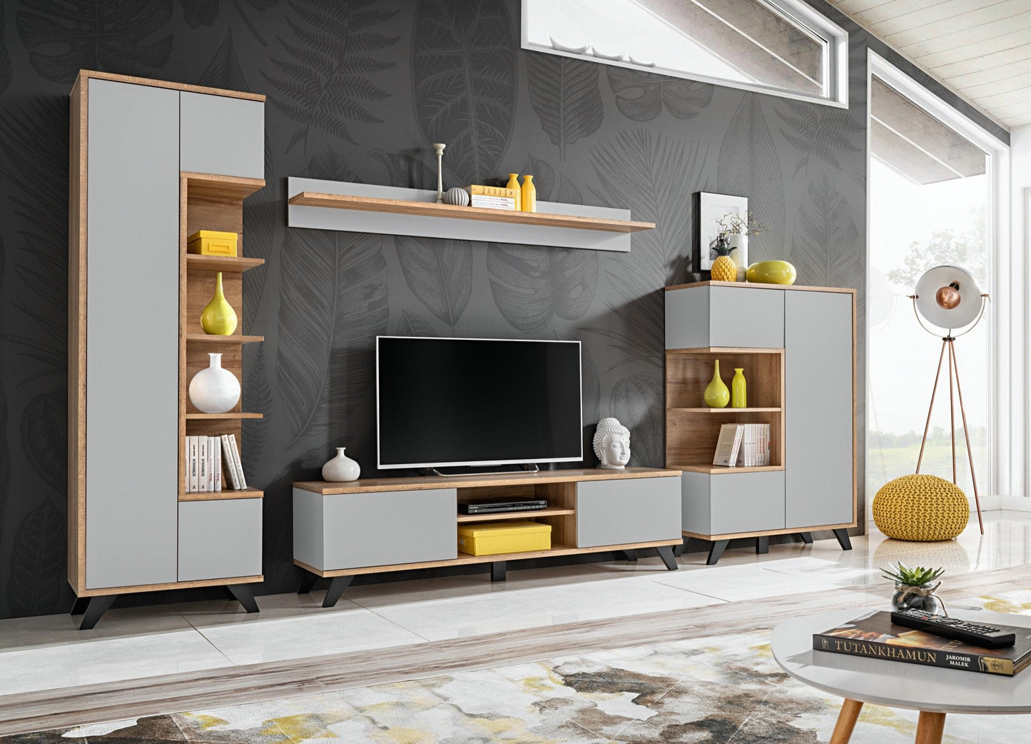 Bogota Wall Shelf Grey and Riviera Oak