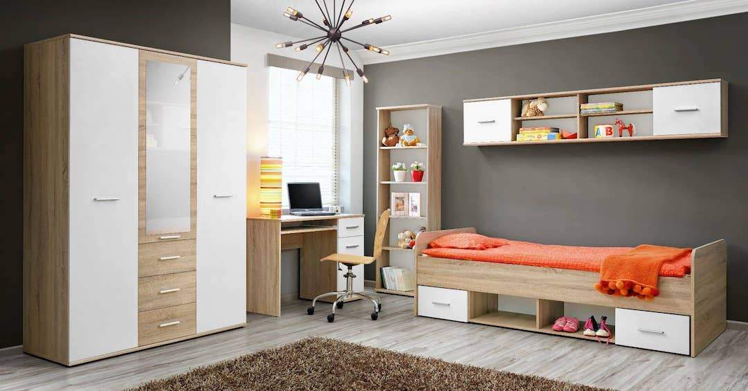 Dino DI-05 Bedside Table White Matt & Oak Sonoma
