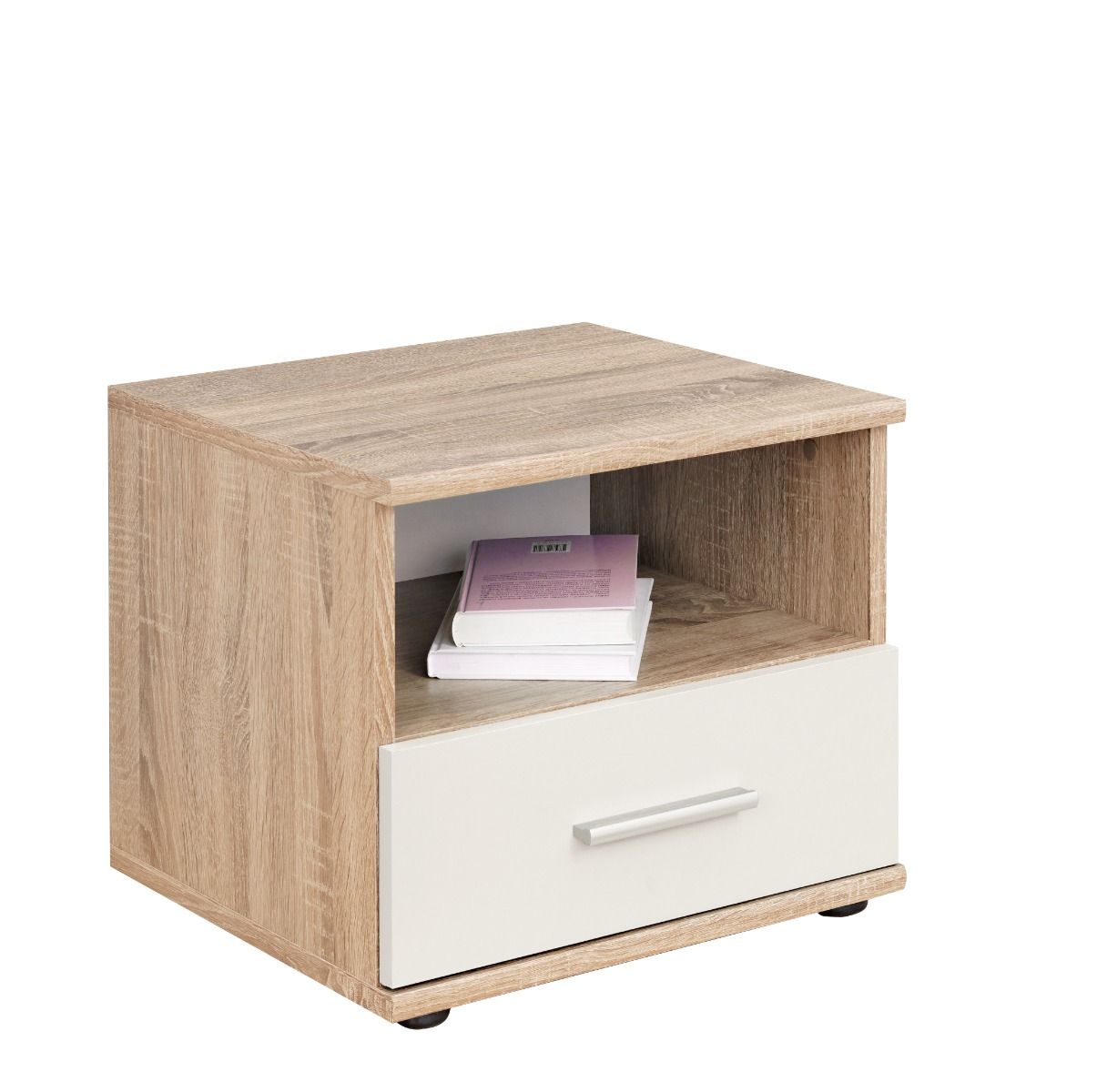 Dino DI-05 Bedside Table White Matt & Oak Sonoma