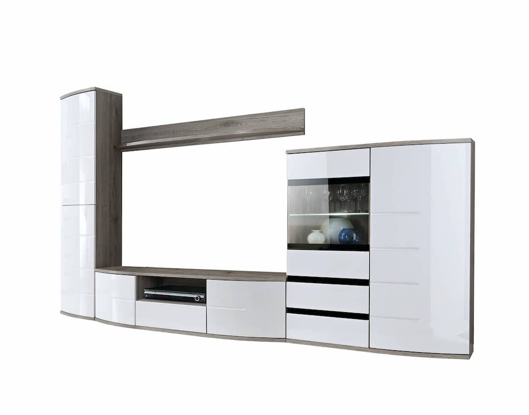Ontario I Living Room Set 300cm White Gloss and San Remo Oak