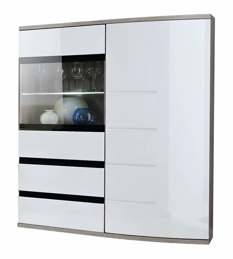 Ontario I Living Room Set 300cm White Gloss and San Remo Oak