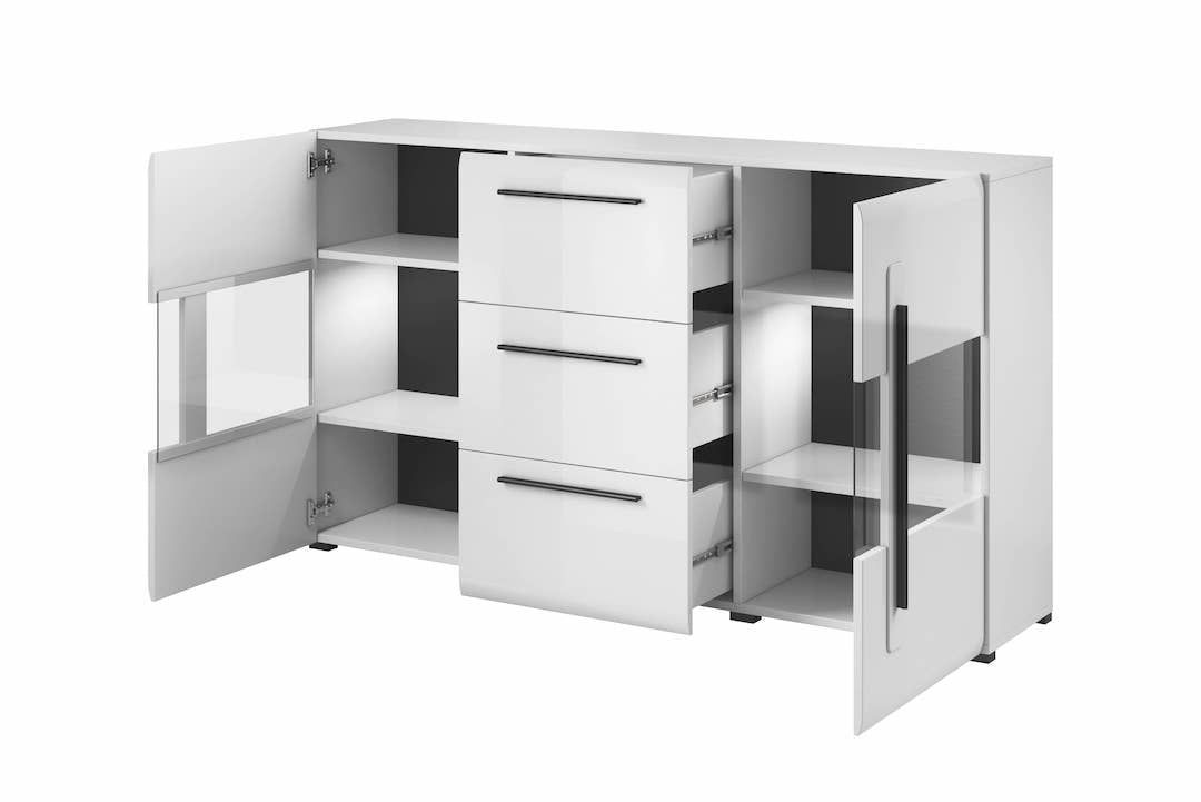 Tulsa 28 Display Sideboard Cabinet white gloss oak grandson
