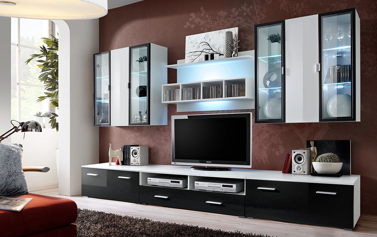 Quadro Gloss Entertainment Unit white black