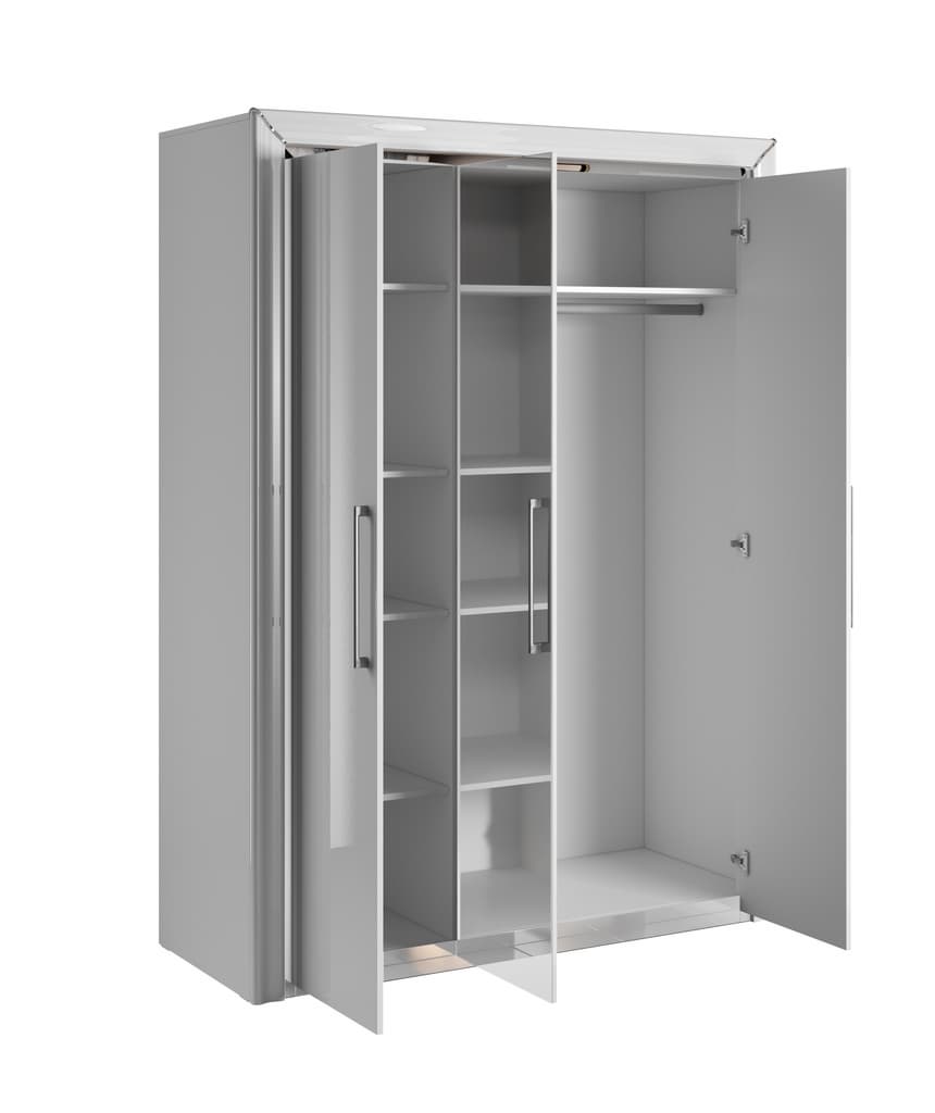 Arno Hinged Door Wardrobe 155cm White & Silver Trimming Black & Gold Trimming