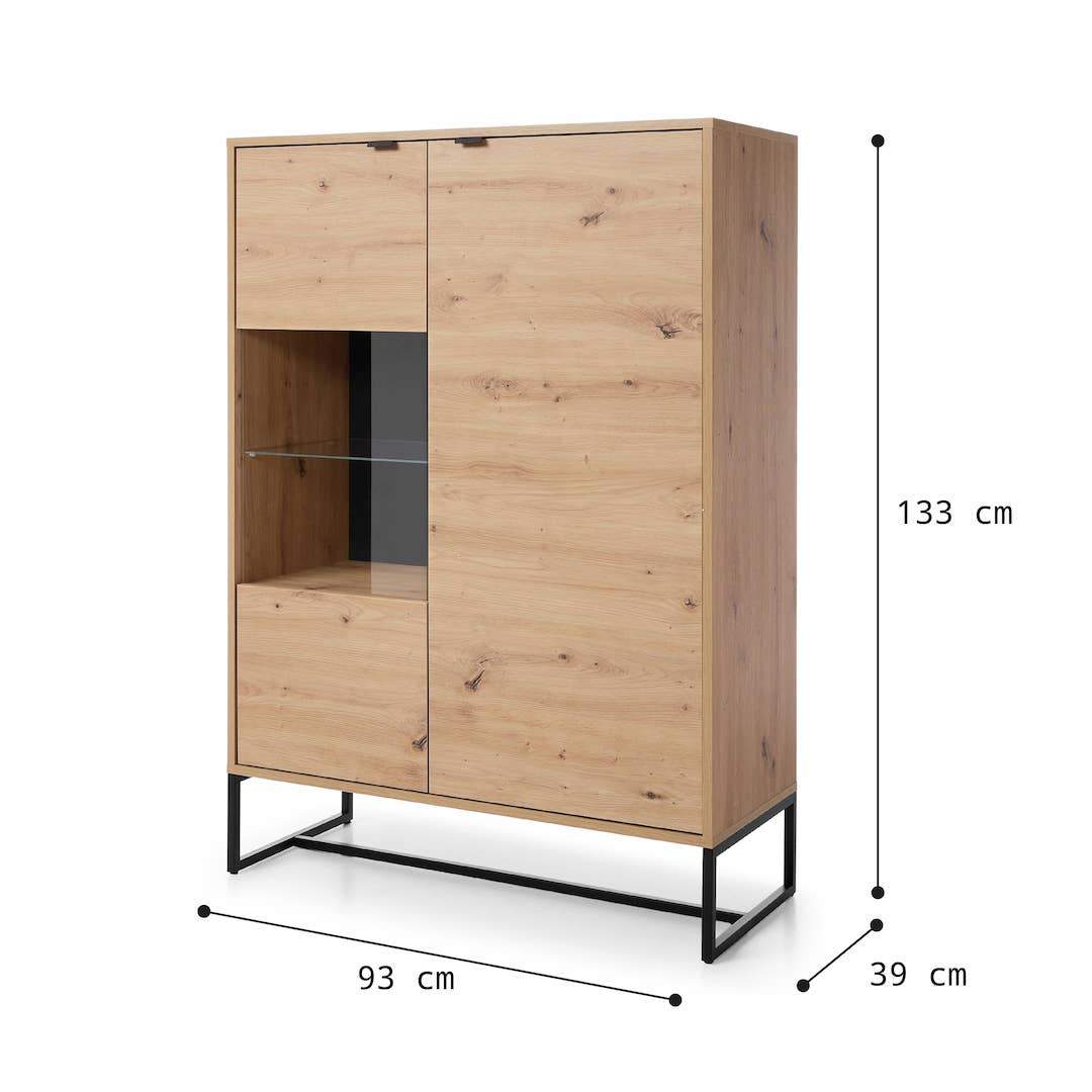 Amber Display Cabinet 93cm Oak Artisan