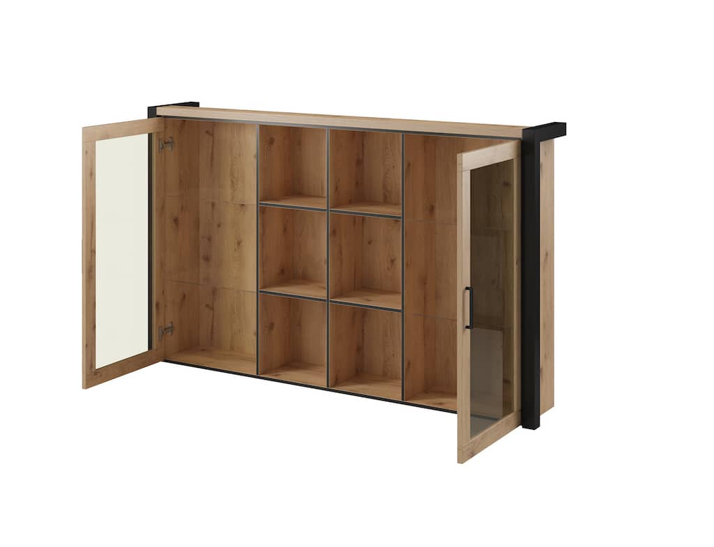 Aktiv 04 Display Cabinet. Oak Taurus & Black Matt