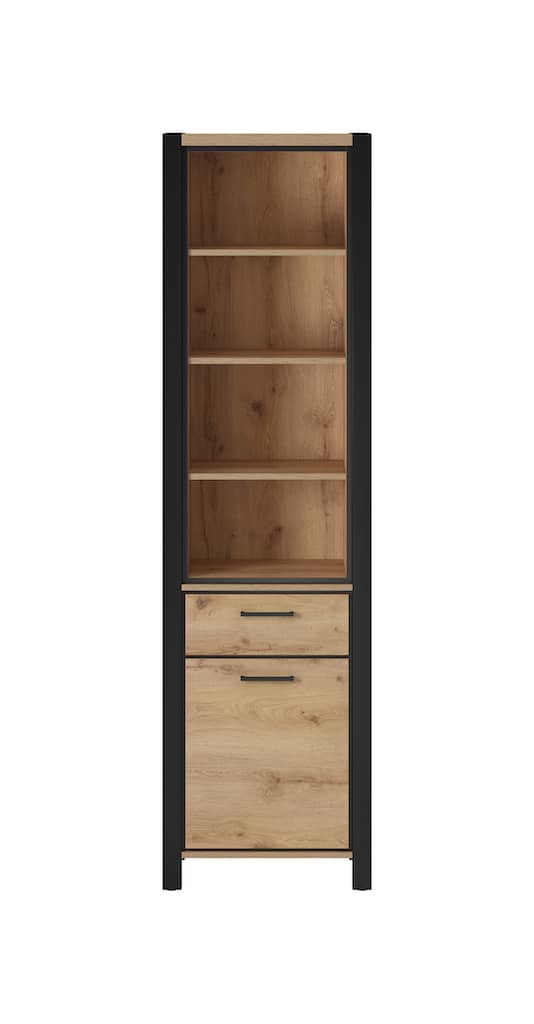 Aktiv 05 Tall Cabinet.Oak Taurus & Black Matt