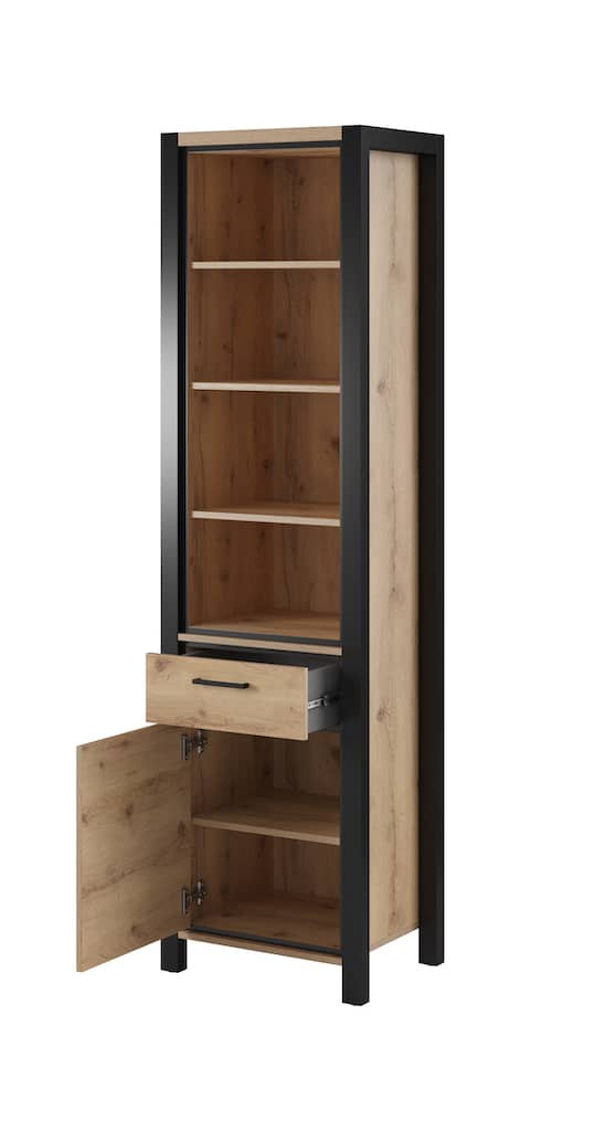 Aktiv 05 Tall Cabinet.Oak Taurus & Black Matt