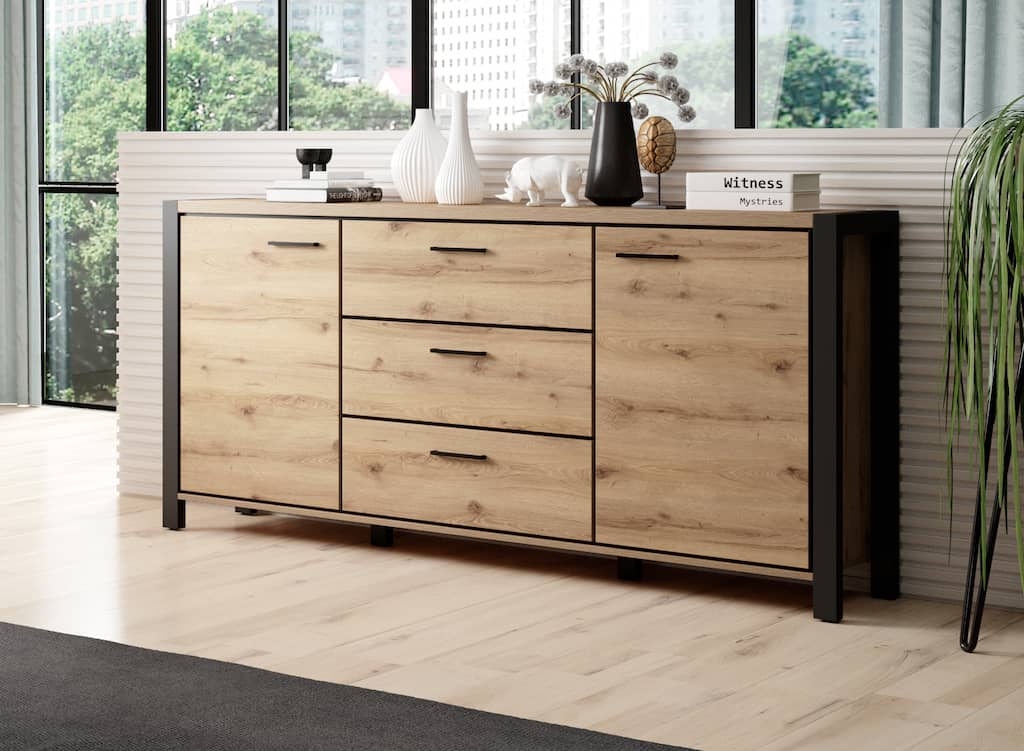 Aktiv 26 Sideboard Cabinet 180cm Oak Taurus & Black Matt