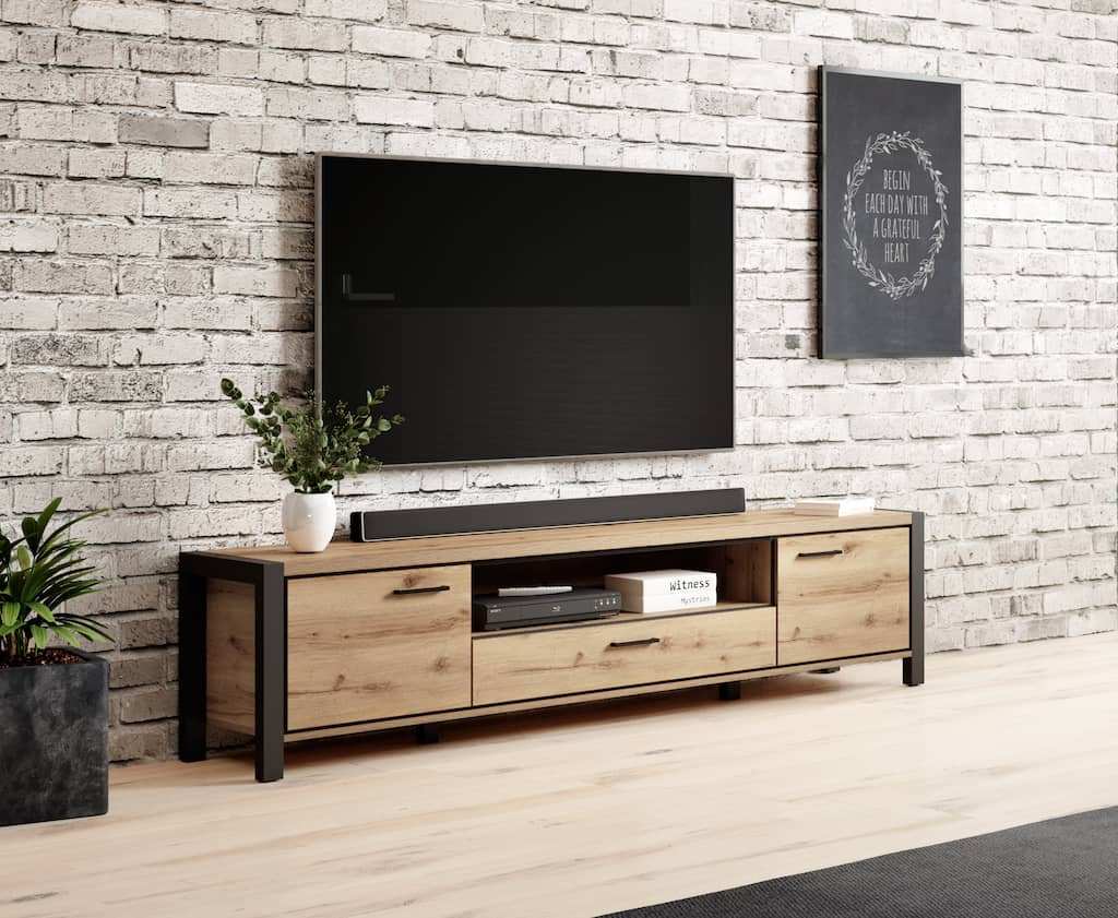 Aktiv 40 TV Cabinet 210cm Oak Taurus & Black Matt
