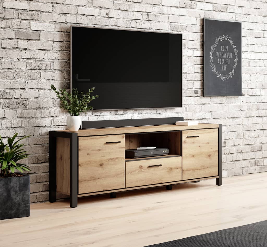 Aktiv 41 TV Cabinet 180cm Oak Taurus & Black Matt