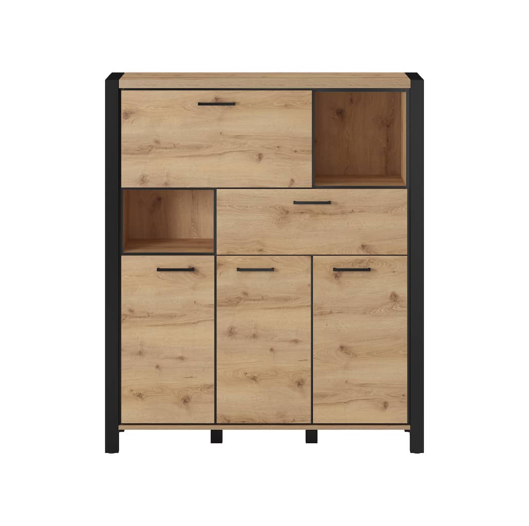 Aktiv 46 Highboard Cabinet 120cm Oak Taurus & Black Matt