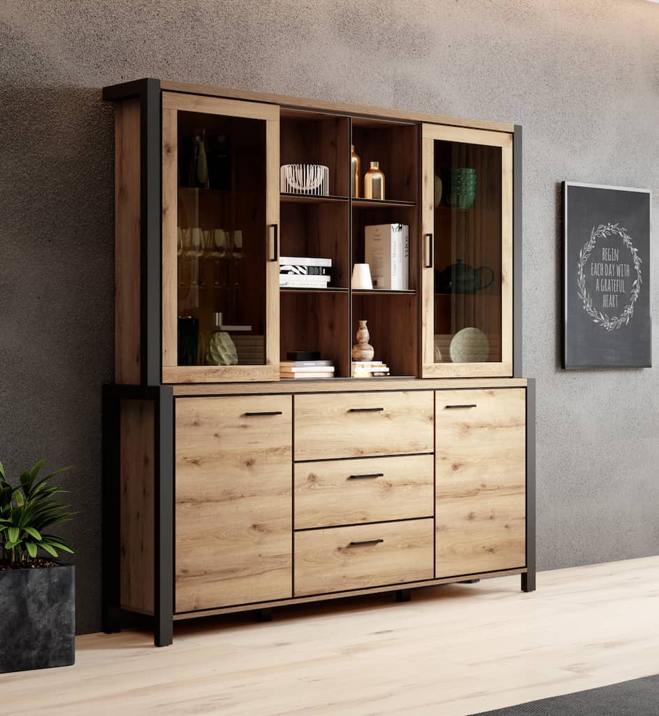 Aktiv 04 Display Cabinet. Oak Taurus & Black Matt
