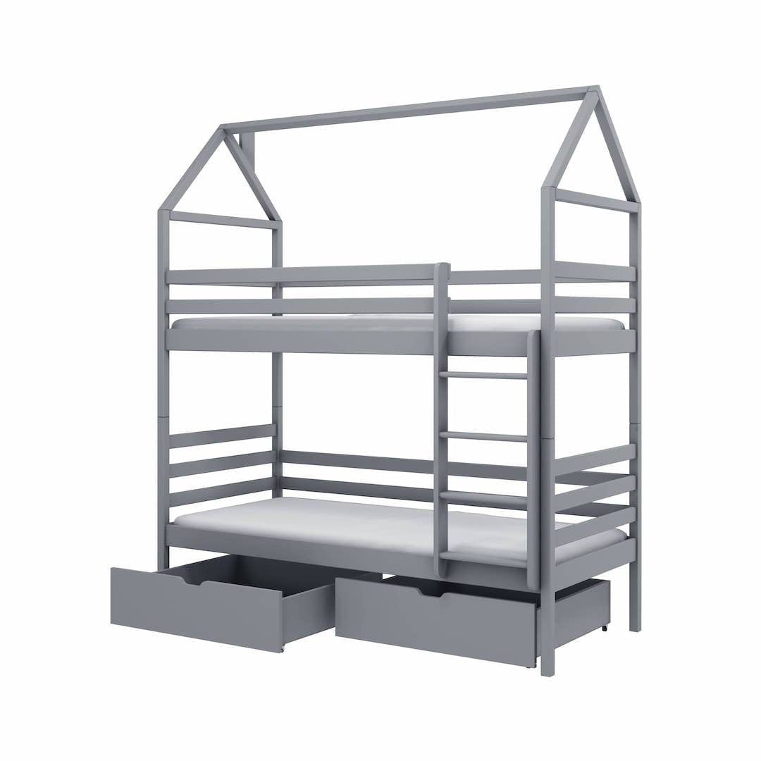 Wooden Bunk Bed Alex With Storage pine or grey