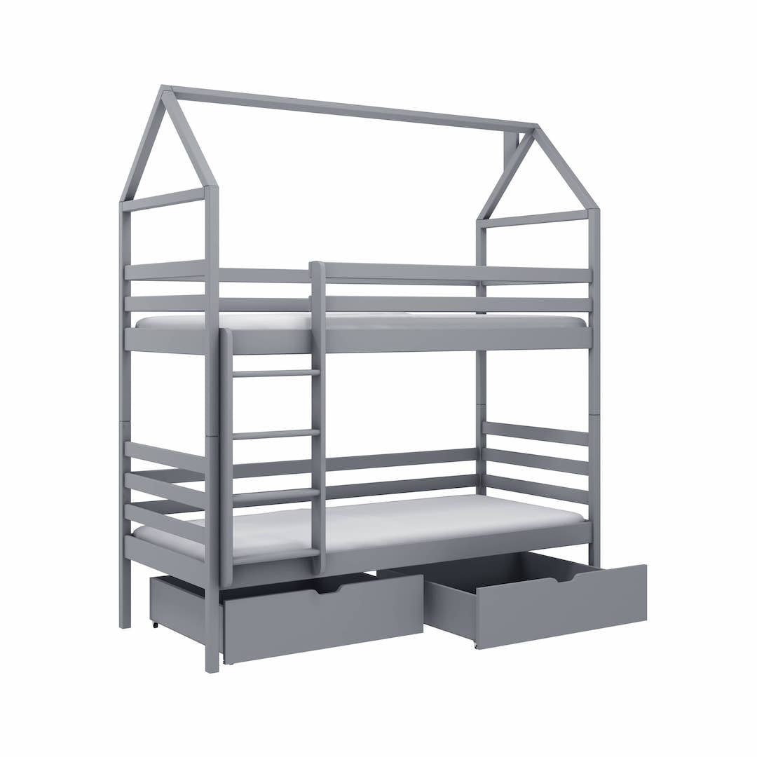 Wooden Bunk Bed Alex With Storage pine or grey