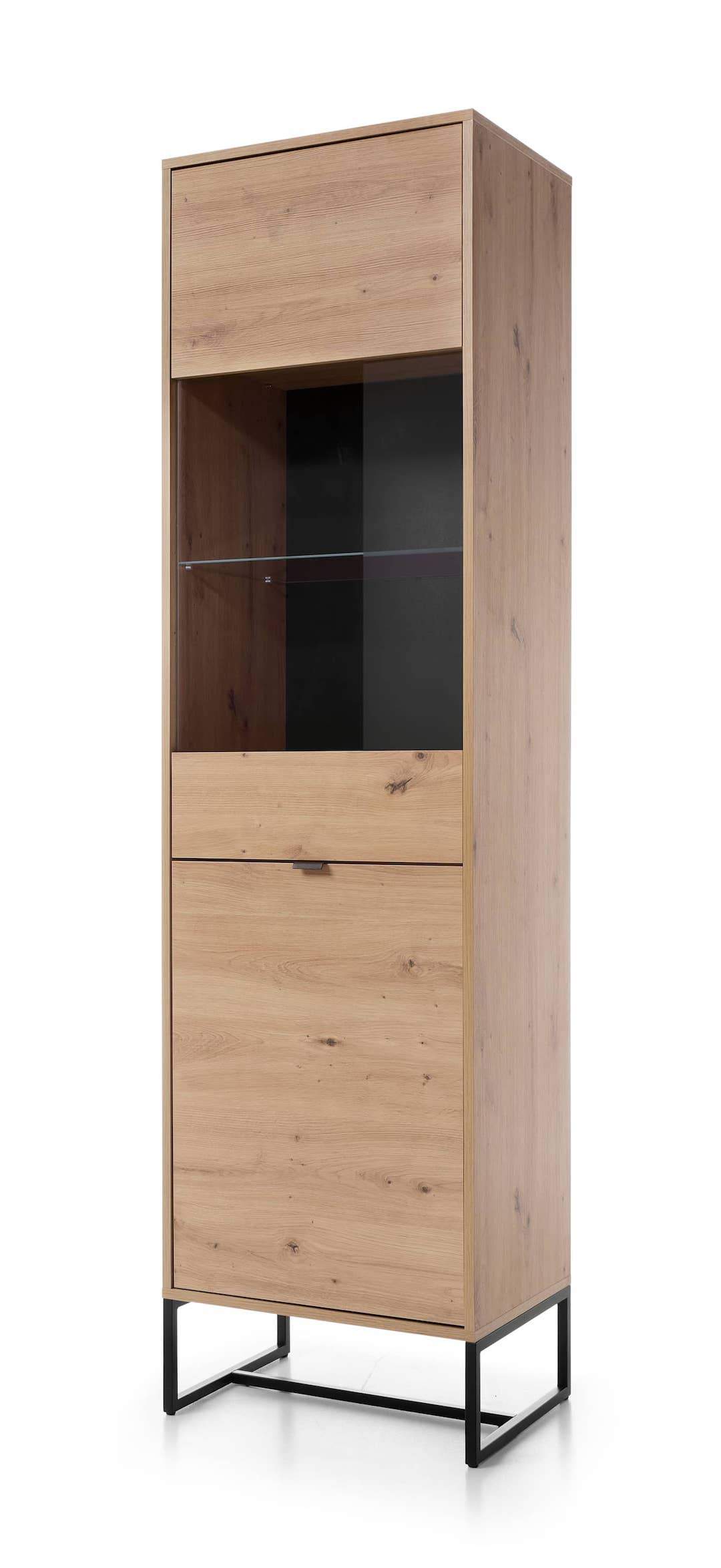 Amber Tall Display Cabinet 53cm Oak Artisan