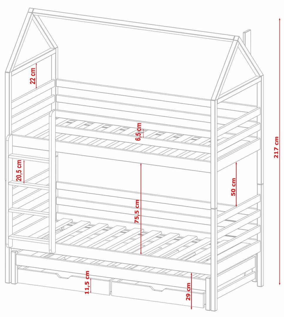 Dalia Bunk Bed with Trundle and Storage grey pine