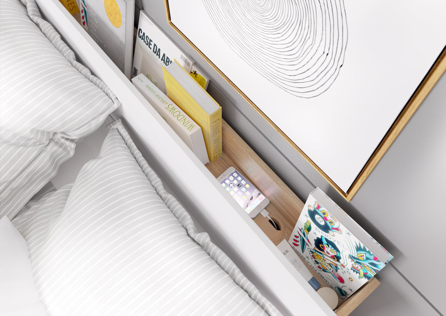 Dentro DT-02 Bed with Storage and LED 140cm white matt
