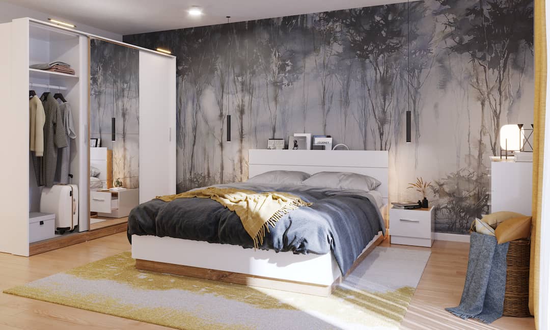 Dentro DT-02 Bed with Storage and LED 140cm white matt