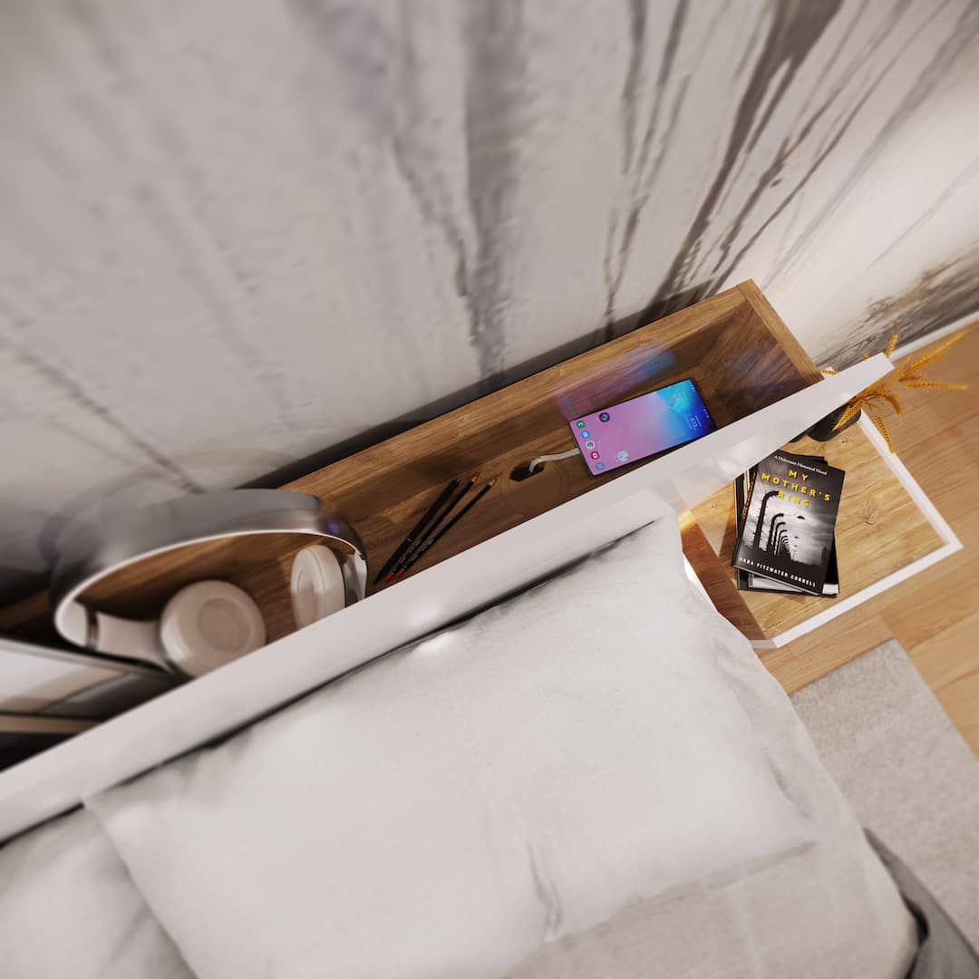 Dentro DT-02 Bed with Storage and LED 140cm white matt
