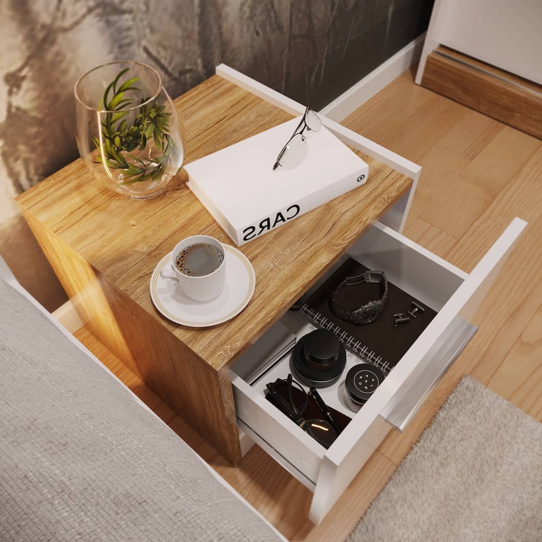 Dentro DT-03P Bedside Cabinet white matt
