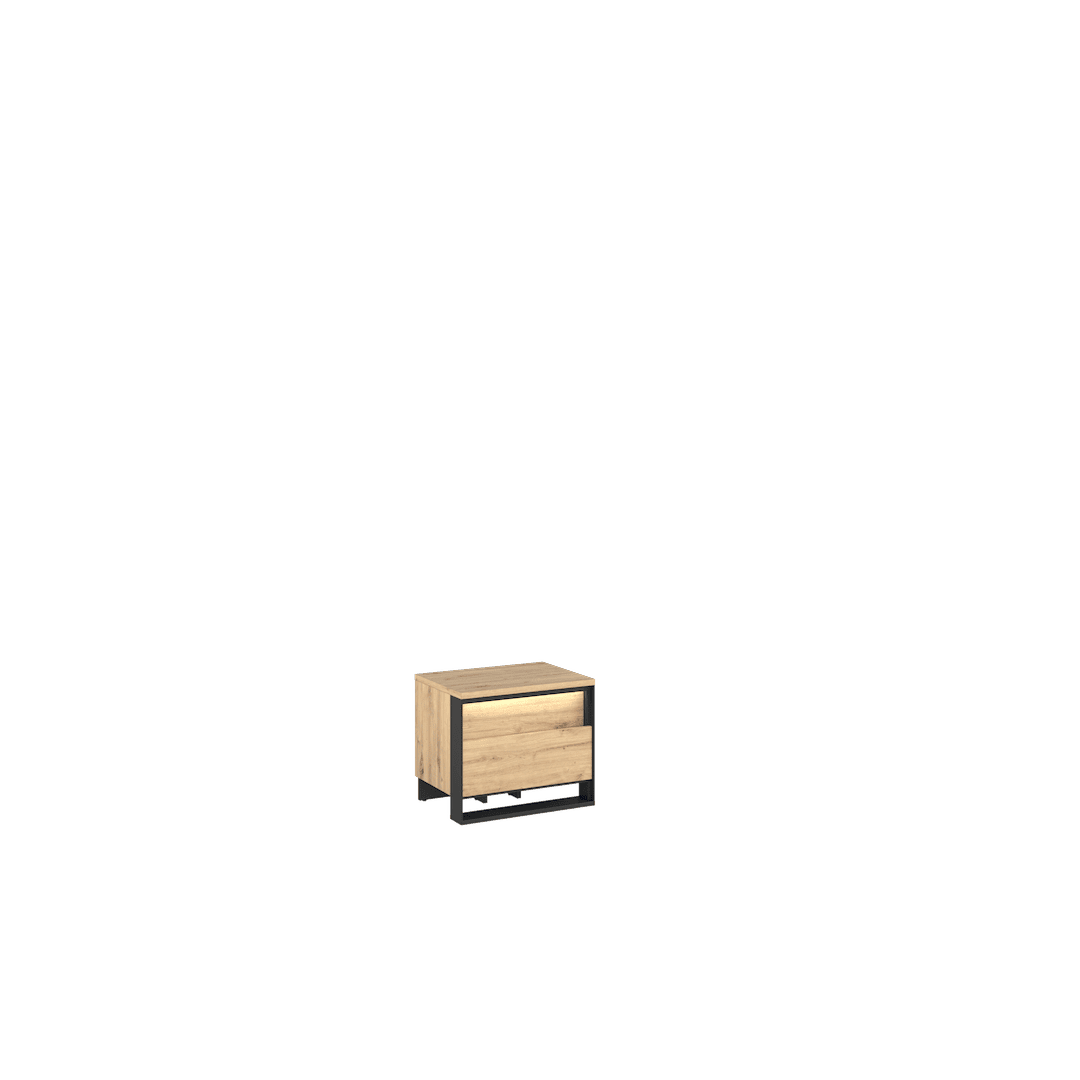 Quant QS-03 Bedside Table 55cm.Oak Artisan & Black Matt