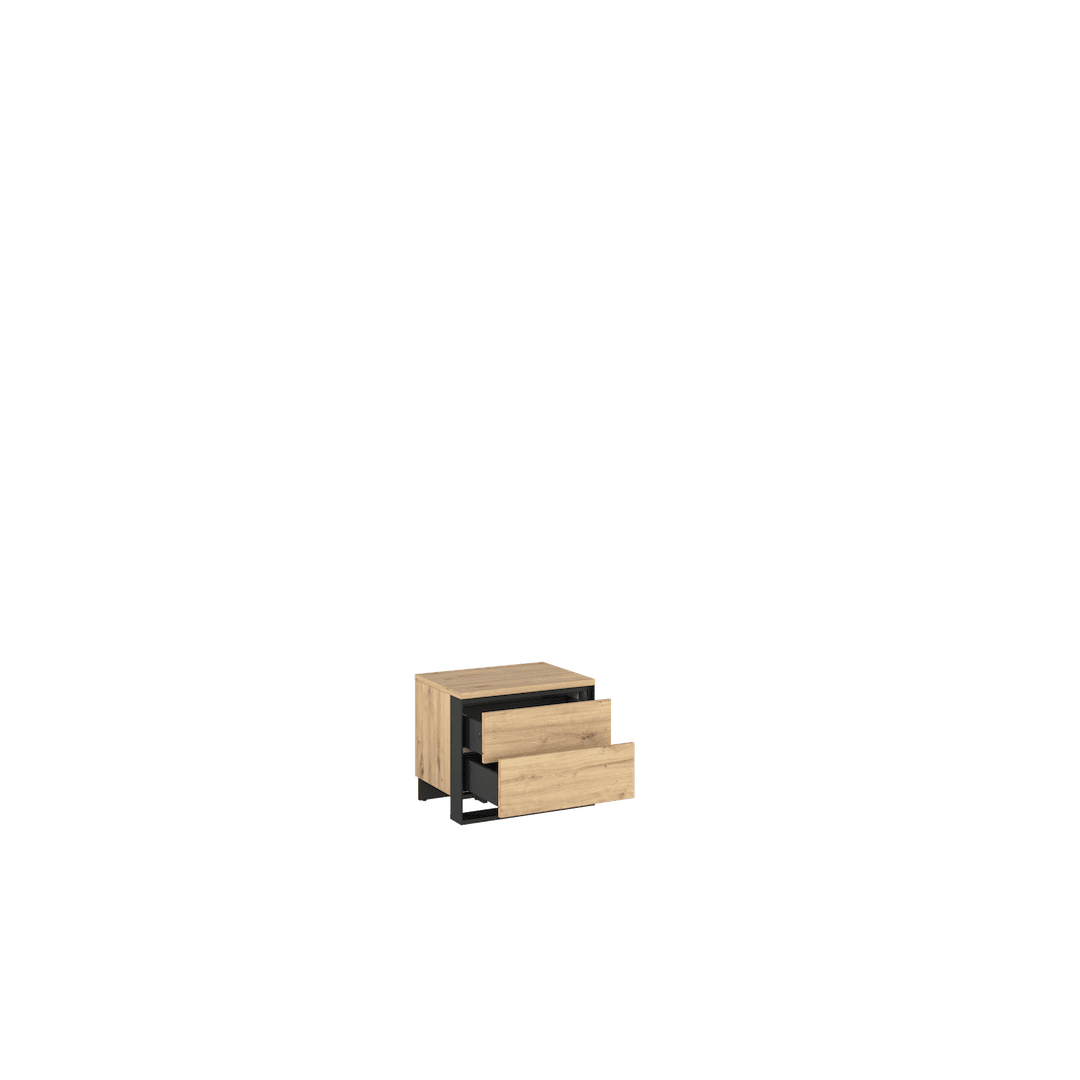 Quant QS-03 Bedside Table 55cm.Oak Artisan & Black Matt