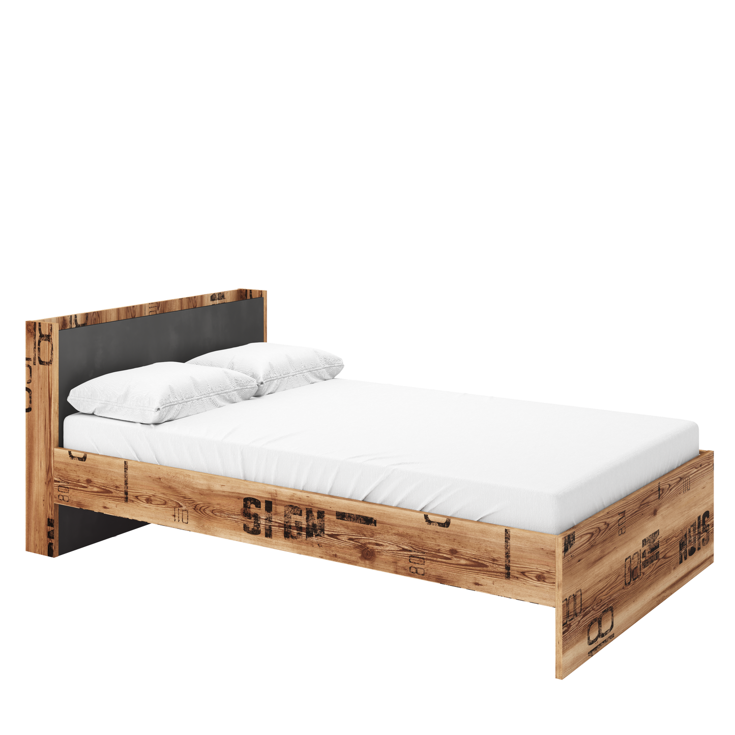 Fargo Bed 15 Width 120cm.Canyon Alpine Spruce with decor