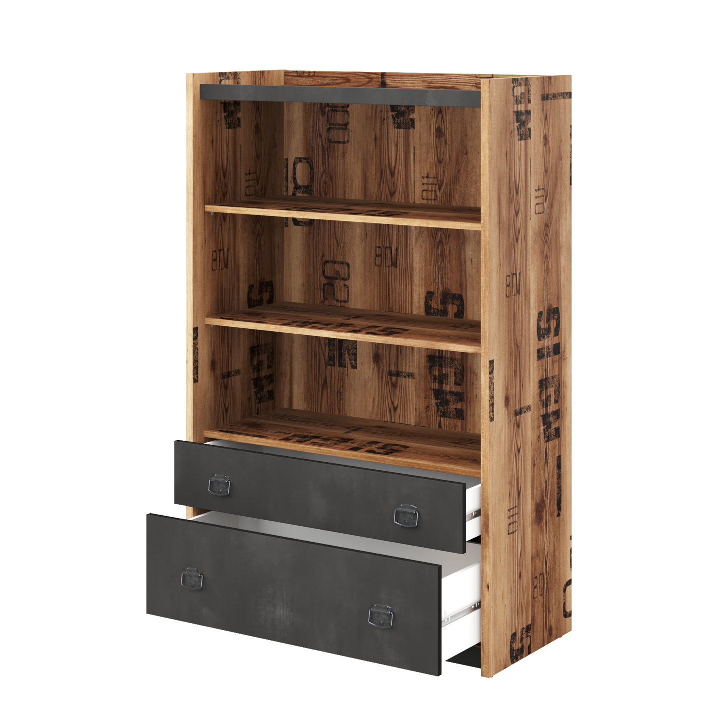 Fargo Bookcase 05 Canyon Alpine Spruce with decor