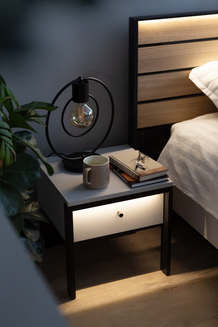 Gris Bedside Table 40cm Grey & Black
