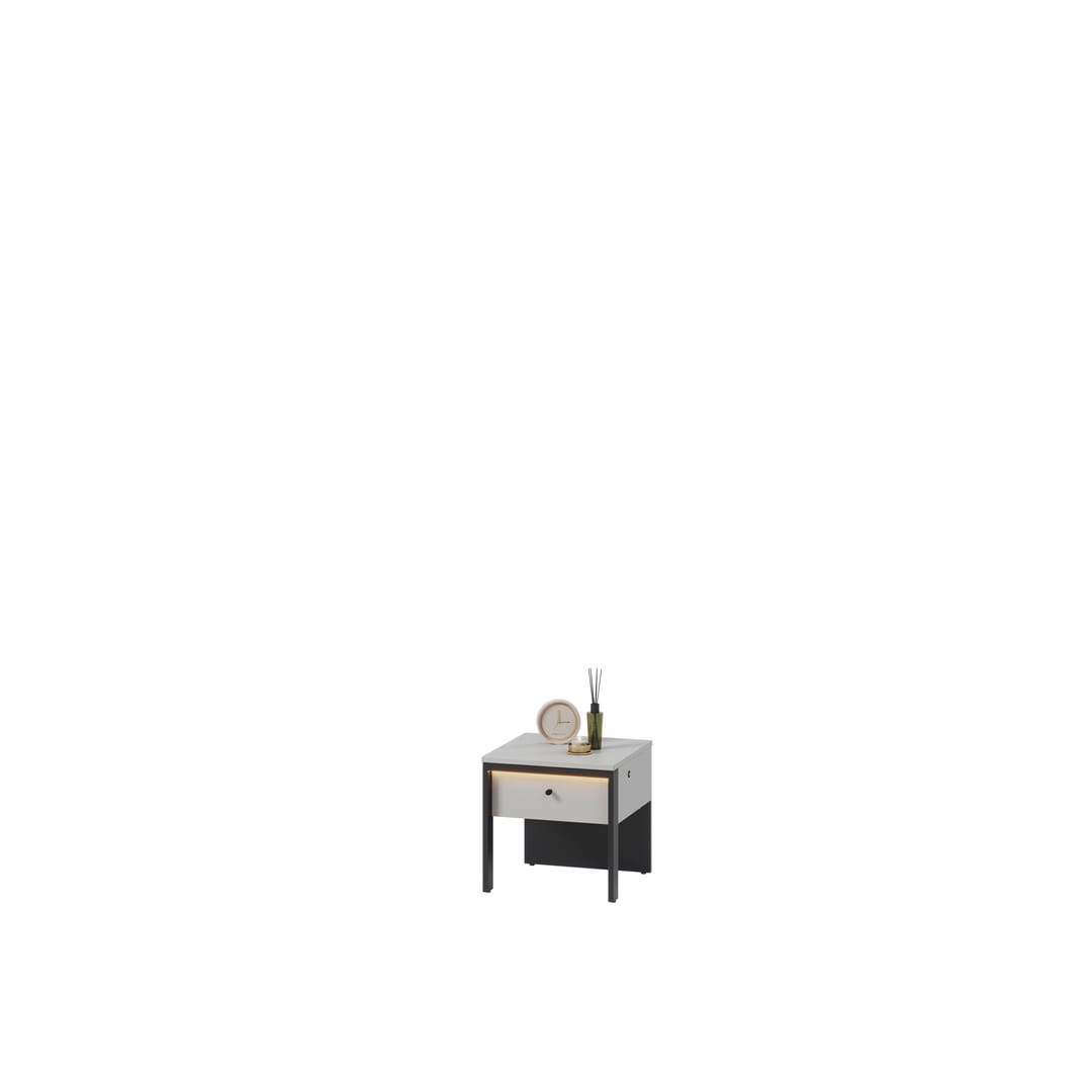 Gris Bedside Table 40cm Grey & Black