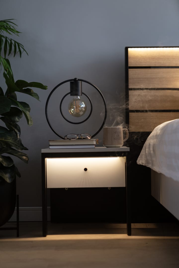 Gris Bedside Table 40cm Grey & Black