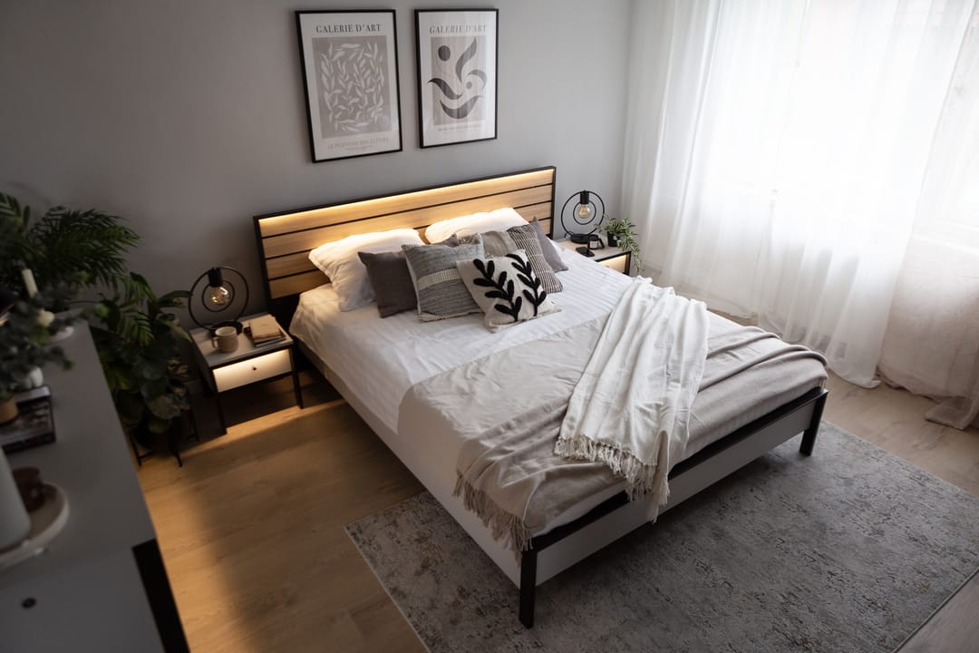 Gris Bedside Table 40cm Grey & Black