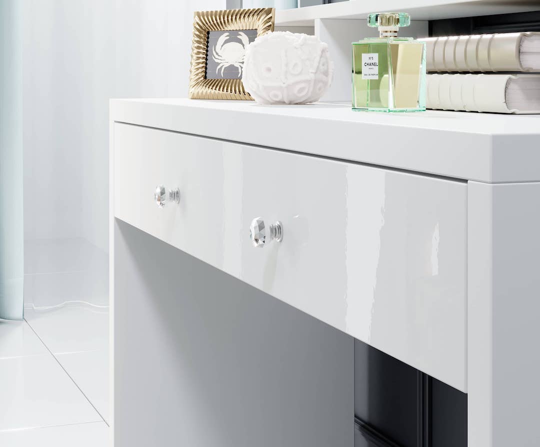 Aria Dressing Table With Mirror White Gloss White Matt