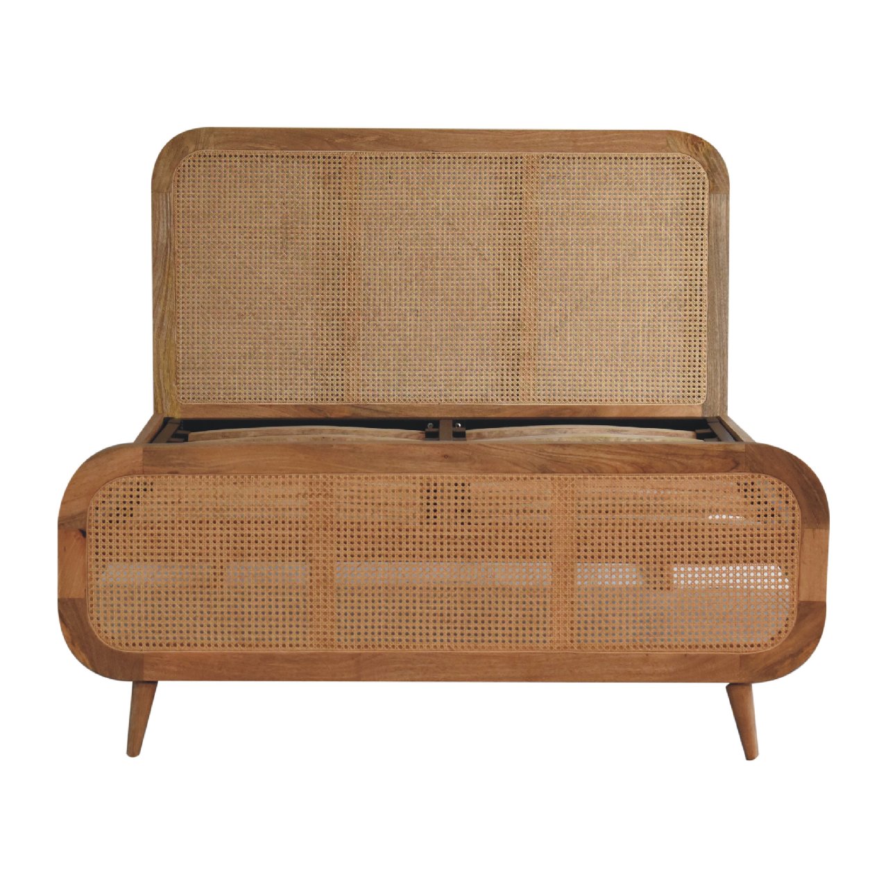 Rattan Bed. 109% Solid Wood Mango