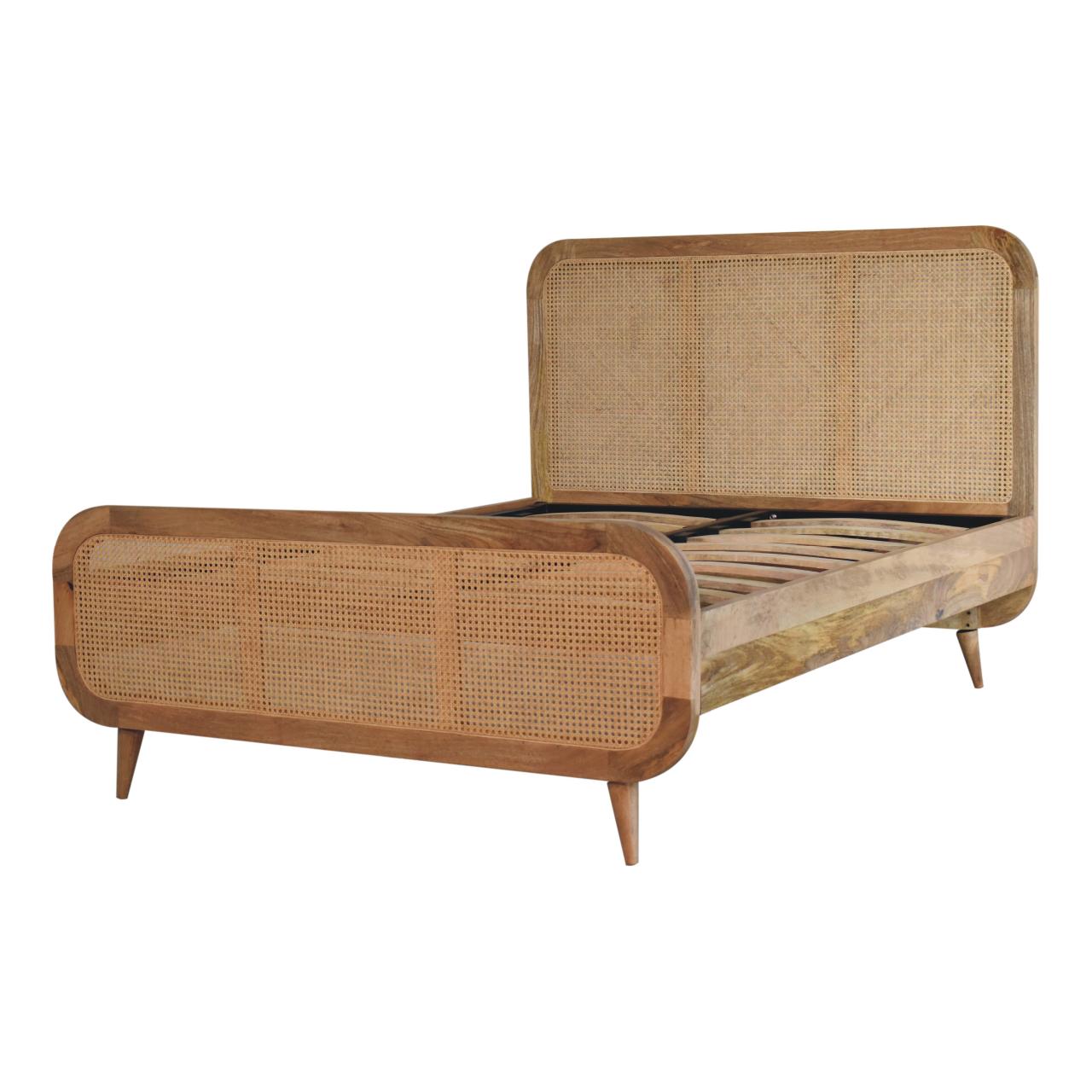 Rattan Bed. 109% Solid Wood Mango