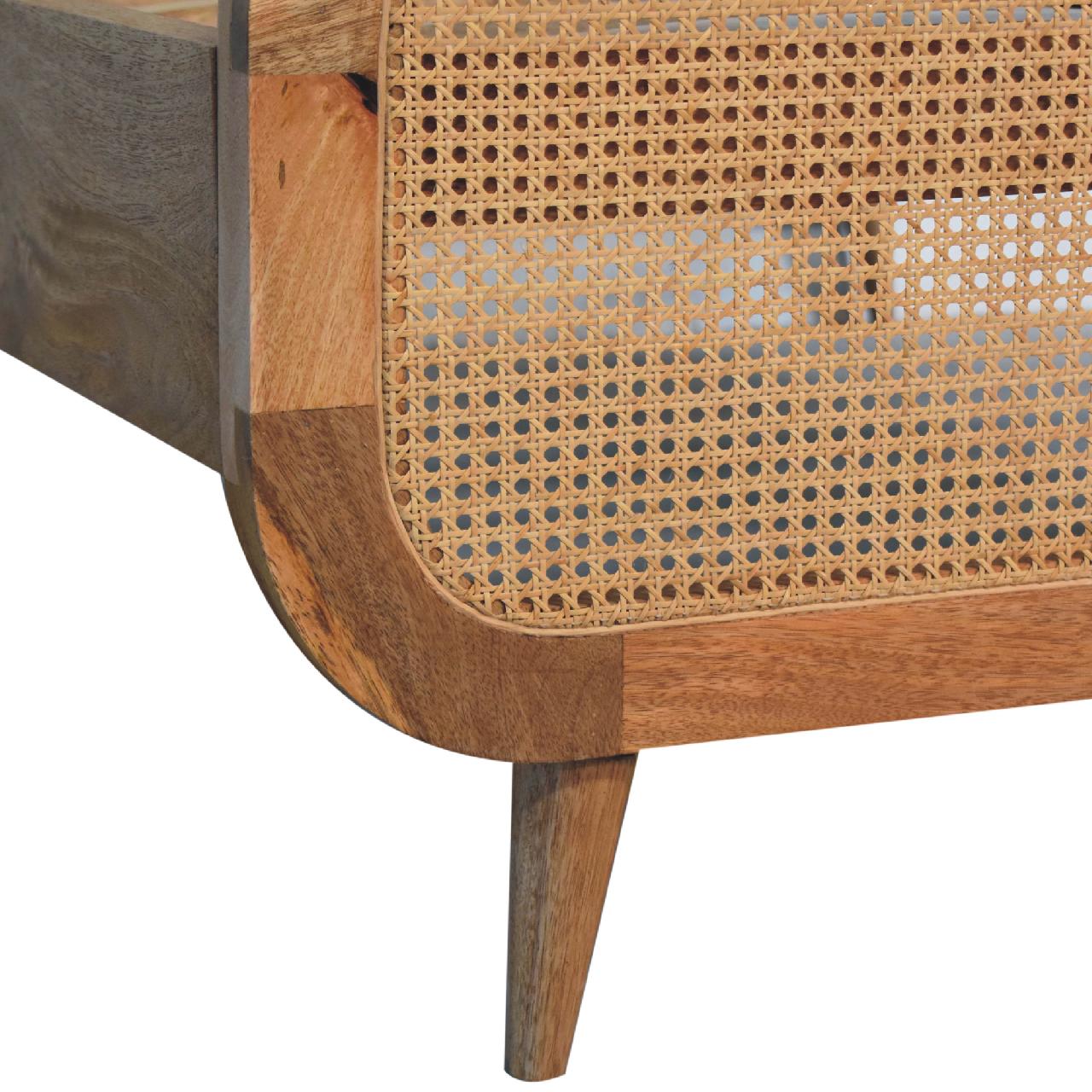 Rattan Bed. 109% Solid Wood Mango