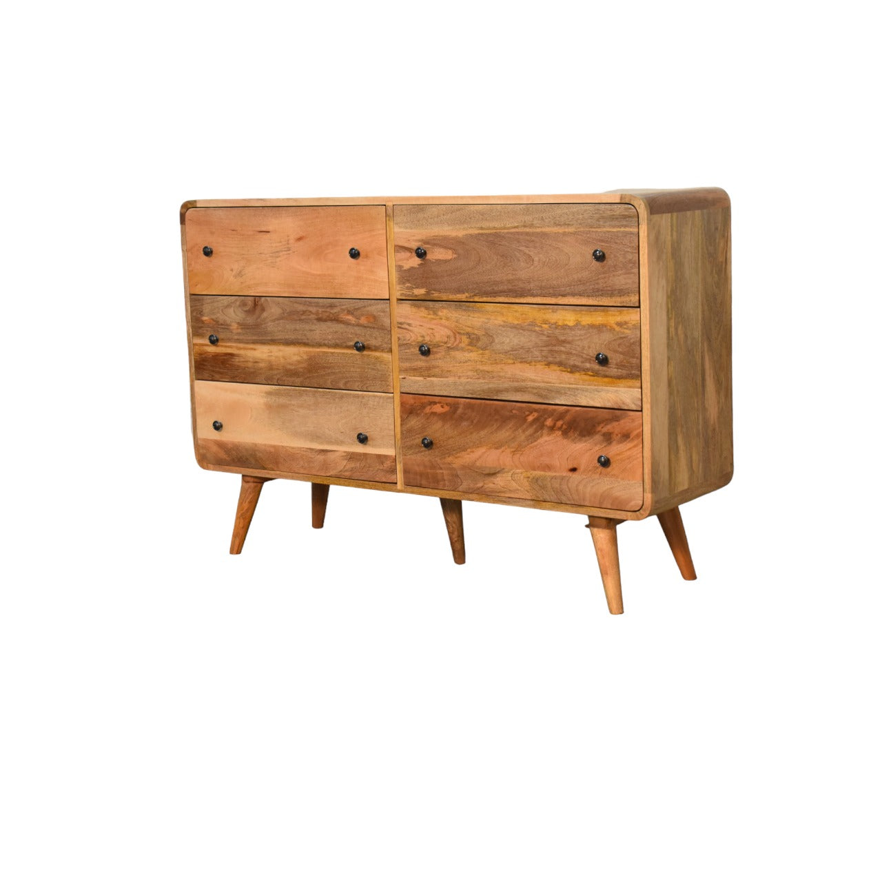 Large Curved Oak-ish Chest. Solid Wood Mango