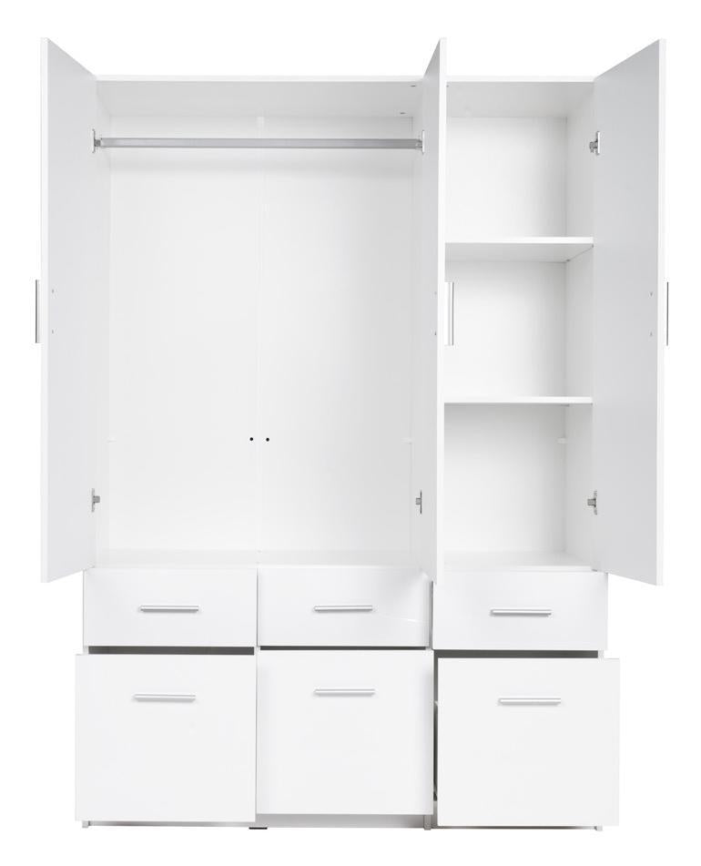 Snow 04 Hinged Door Wardrobe 136cm white gloss