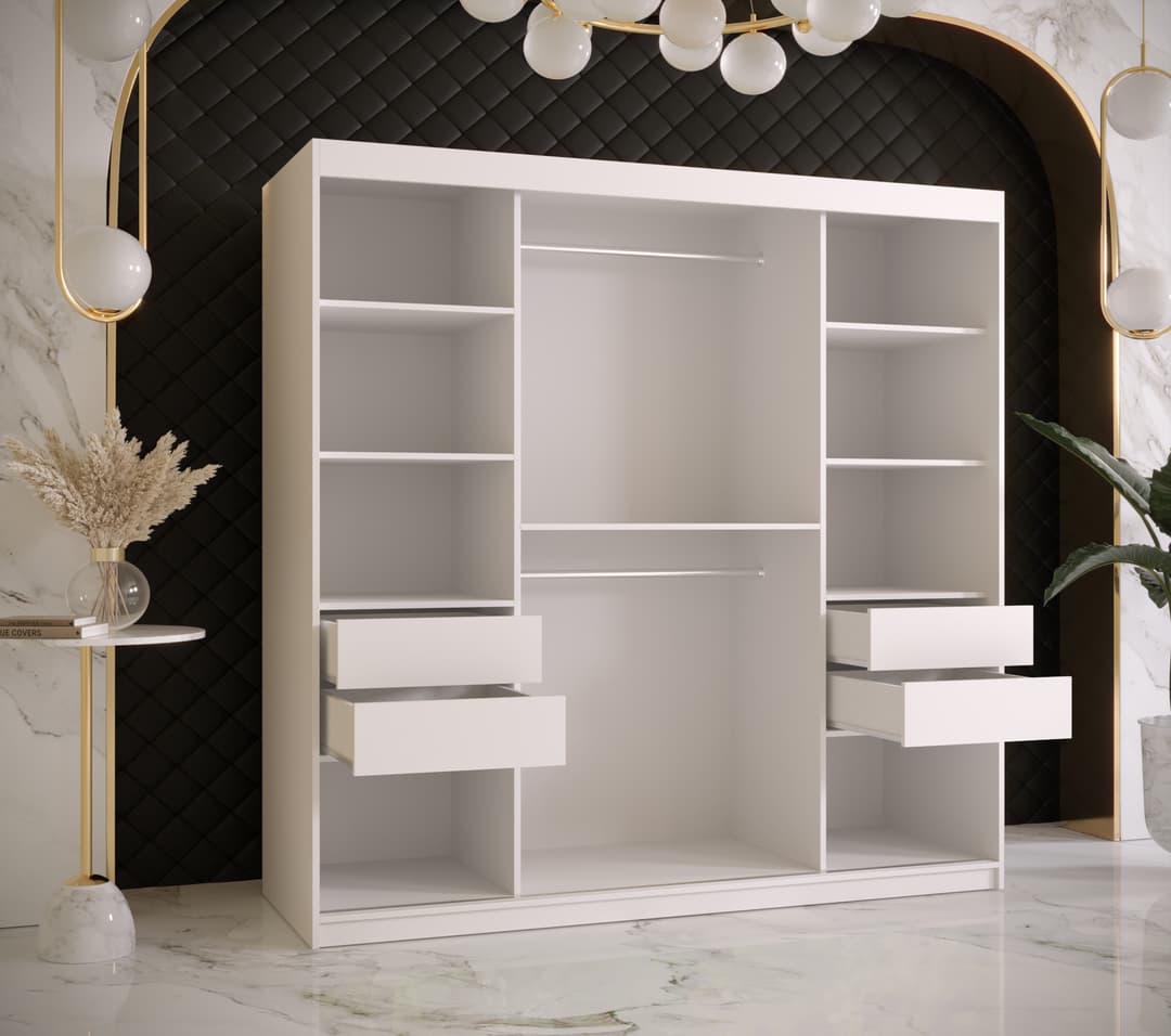 Ramiro I Sliding Door Wardrobe 180cm white black
