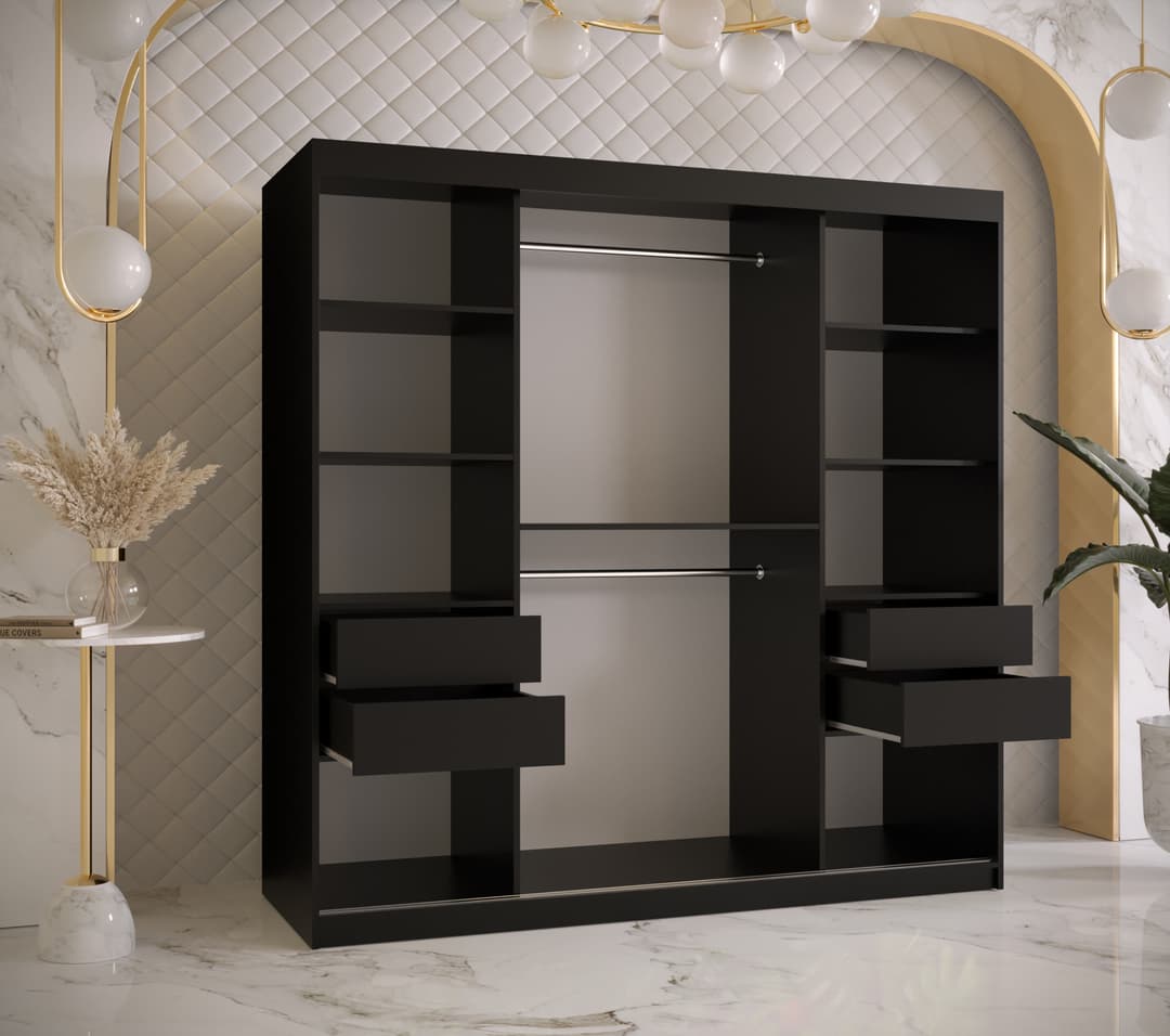 Ramiro I Sliding Door Wardrobe 180cm white black