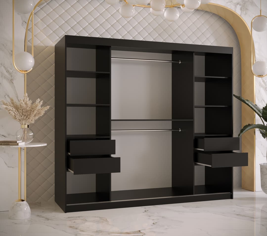 Ramiro II Sliding Door Wardrobe 200cm white black