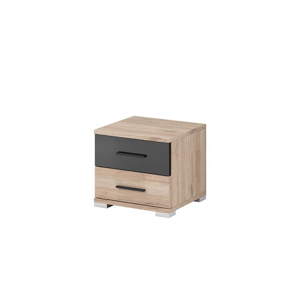 Bari Bedside Cabinet Oak San Remo & Black