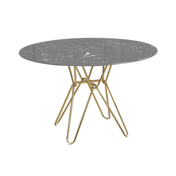120 cm Black Round Marble Dining Table with Gold Hairpin Style Leg