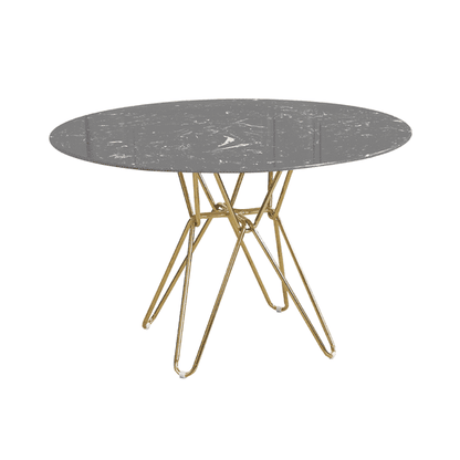 120 cm Black Round Marble Dining Table with Gold Hairpin Style Leg