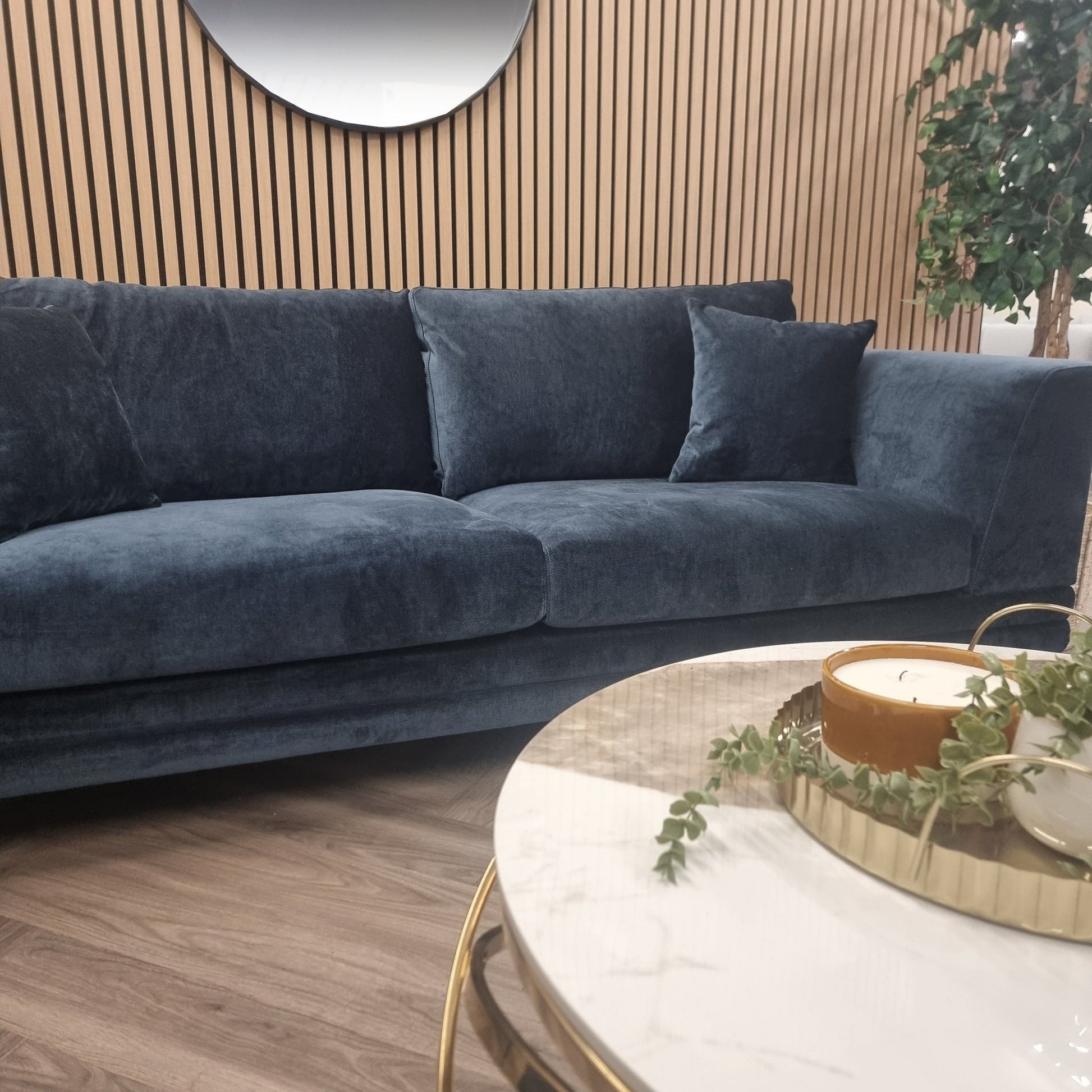 Aluxo Lenox Sofa Range in Aegean Blue Velvet 2 and 3 seater